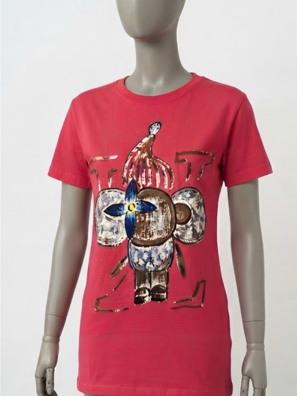 Brand New Coral Graphic Tee with Floral Elephant Print